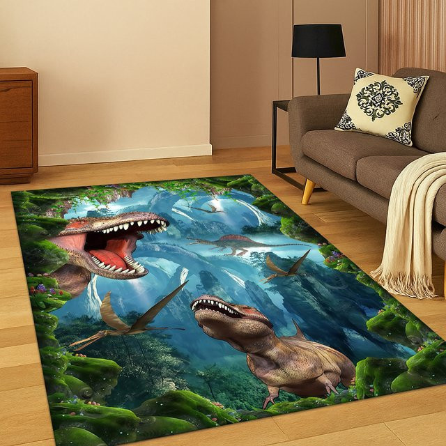 Faviora Illusion Unterwasserwelt Teppich mit Dinosaurier und Delphin, rutschfest, Mehrfarbig, B: 60 cm, T: 40 cm, H: 40 cm - Bild 1