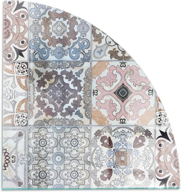 Tulup Kamin Glasplatte mit Mosaikmuster in Grau, B/B/H: 100 x 100 cm - Bild 1