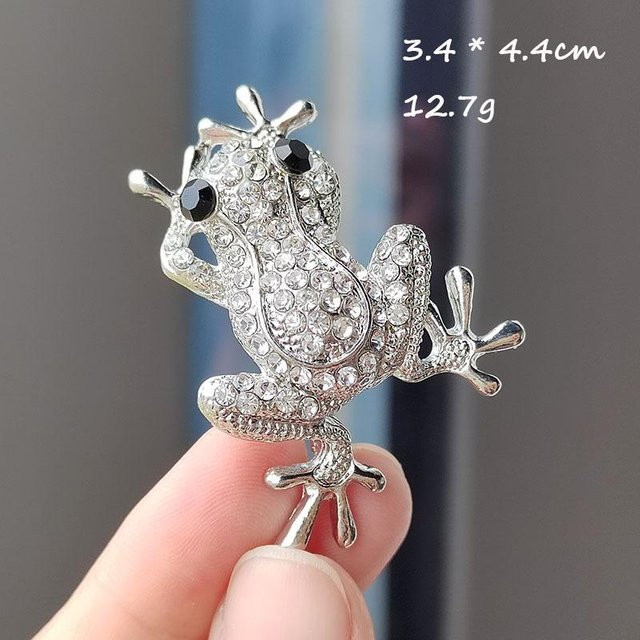 YIRAN Brosche Springender Frosch, Emaille, Bunter Kristallstein, Unisex - Bild 1