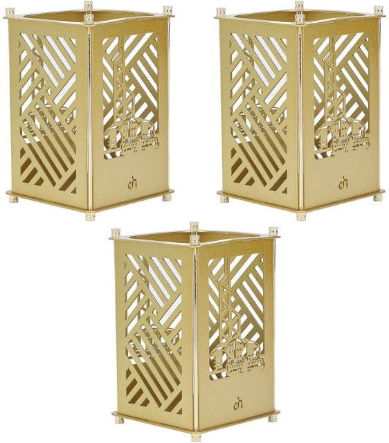 3er Set Stifthalter von OutsideWorld in Gold und Beige aus Metall, quadratisch - Bild 1