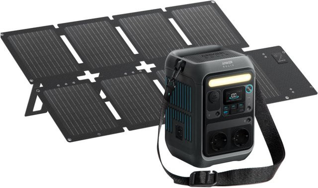 Anker SOLIX Offgrid-Set mit tragbarer Powerstation C300X und faltbarem Solarpanel PS60 in Schwarz - Bild 1