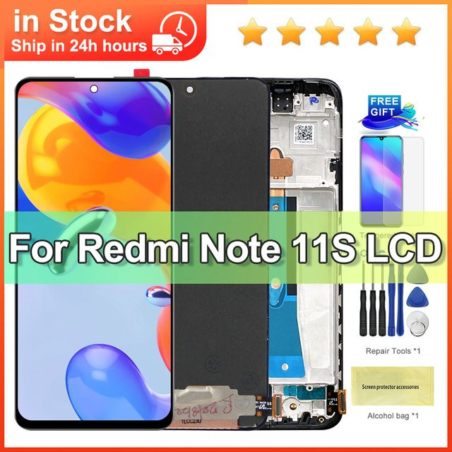 Xiaomi Redmi Note 11s 4G AMOLED Display mit Rahmen in Schwarz als Ersatz-LCD Touchscreen Digitalisierer - Bild 1