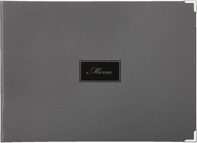 VEGA Speisekarte Oscar mit Prägung MENU in Grau, DIN A4 quer, 6 Seiten, B: 33,1 cm, H: 24,8 cm - Bild 1