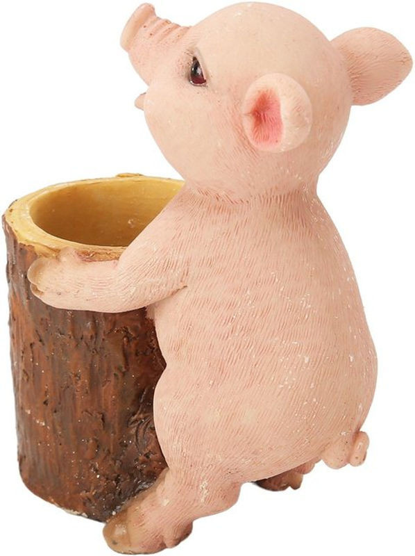 Igeteck Mini-Schwein Figur aus Kunstharz in Rosa handbemalt als Dekoration für Zuhause und Auto - Bild 1
