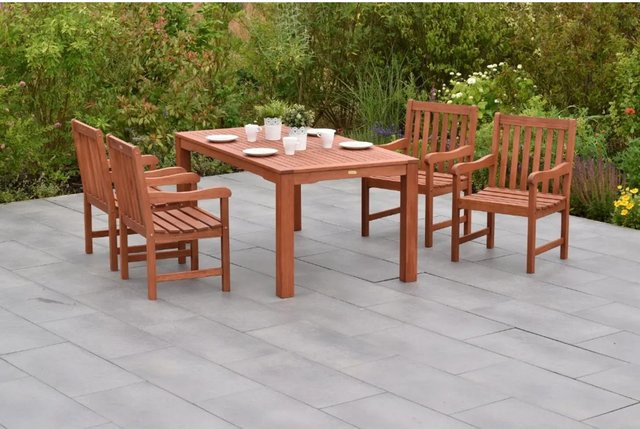 Merxx Santos Gartenmöbel-Set 5-tlg. aus geöltem Eukalyptusholz in Braun mit Gartentisch B: 170 cm, T: 90 cm, H: 90 cm - Bild 1