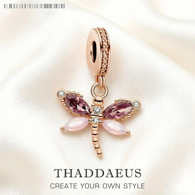 Thaddaeus Libellen-Anhänger, 925 Silber, Roségold, Damen - Bild 1