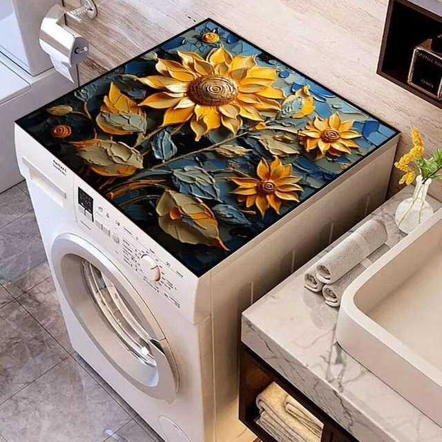 SZwatch Saugfähige Anti-Rutsch-Matte aus Diatomeenerde mit Blumenmuster in Gelb - Bild 1
