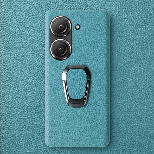 Handgefertigte Echtleder-Schutzhülle für Asus Zenfone 10 und Zenfone 9 in Türkis mit Ständer-Funktion - Bild 1