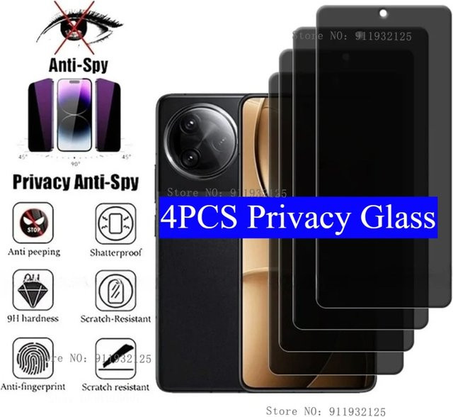 4 Stück Sichtschutz-Panzerglas für Xiaomi Poco C71 C75 F7 Ultra und Poco F7 Pro Ultra Displayschutz transparent - Bild 1