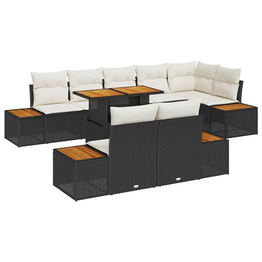 vidaXL Garten-Sofa-Set aus Poly-Rattan in Schwarz mit 9 Teilen und integrierter Stauraumfunktion - Bild 2