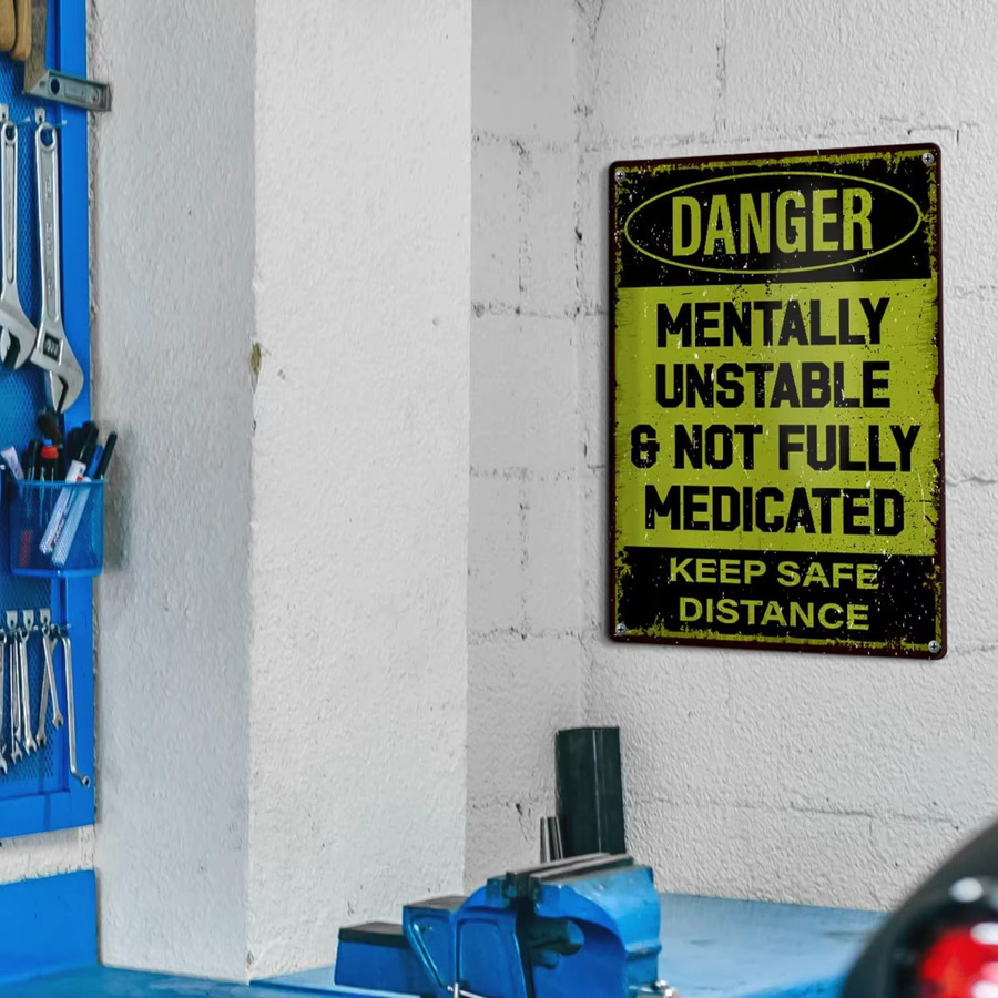 CIFBUY Metall-Warnschild zur Wanddekoration in Schwarz und Gelb für Männerhöhle oder Hof - Bild 3