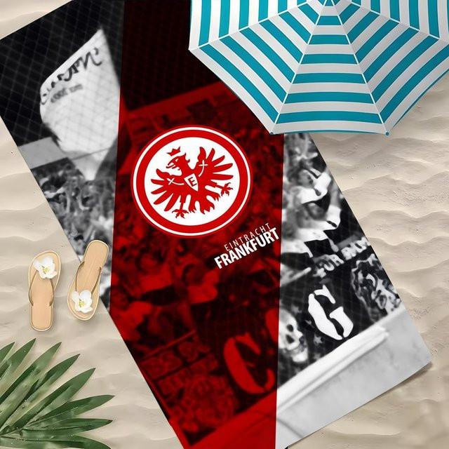 Eintracht Frankfurt Sport Handtuch aus Polyester, rot, B: 150 cm, H: 75 cm, schnelltrocknend und sandfrei für Strand, Pool und Urlaub - Bild 1
