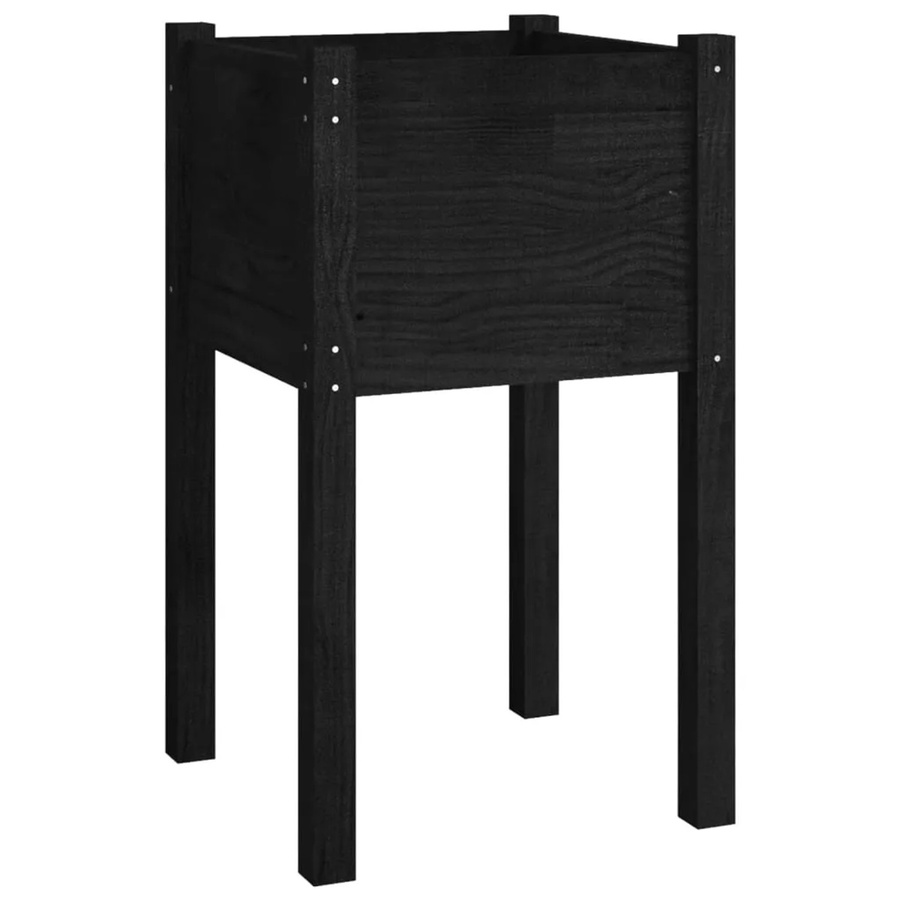 vidaXL Pflanzkübel aus massivem Kiefernholz in Schwarz, B/T/H: 40 x 40 x 70 cm - Bild 2