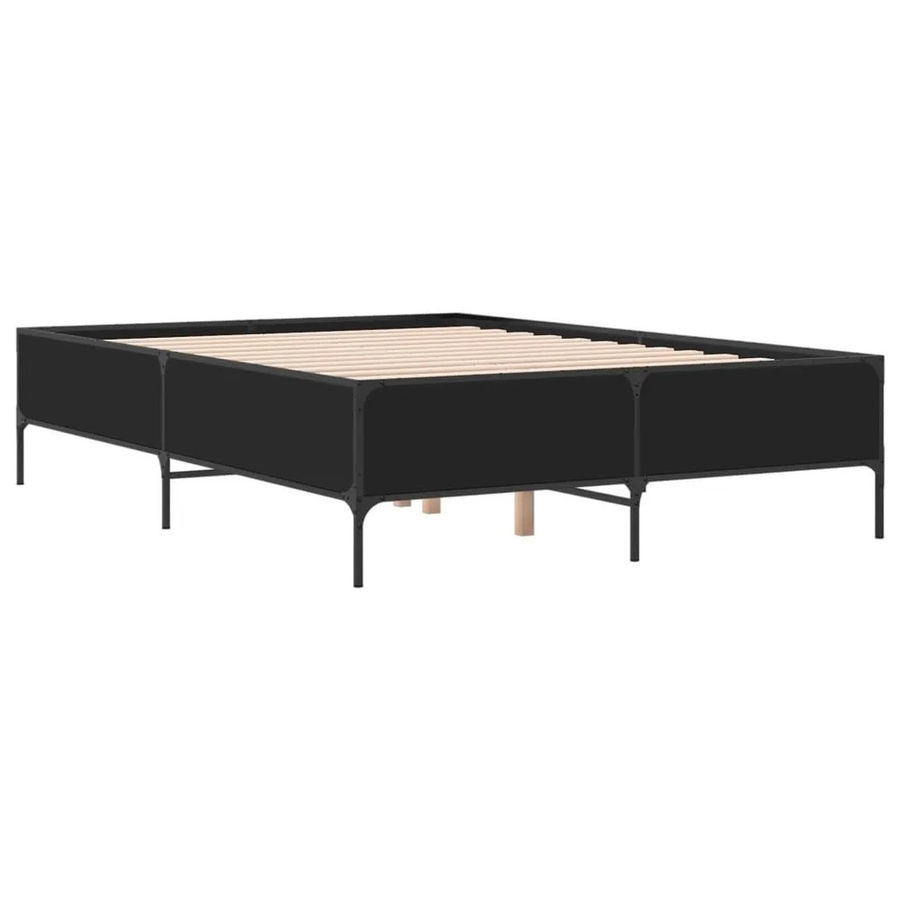 vidaXL Bettgestell modern in Schwarz aus Metall und MDF, B/T/H: 120 x 200 x 123 cm - Bild 2
