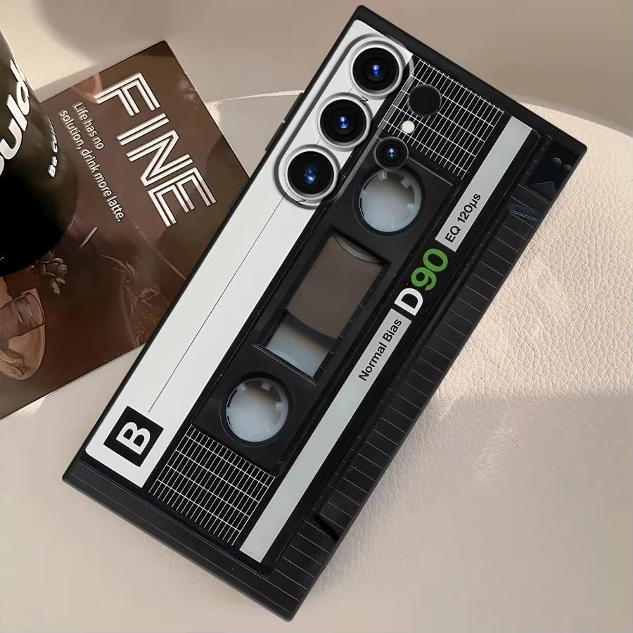 Schwarze weiche Handyhülle im Retro-Design für Samsung Galaxy S20, S25 Edge, S23 Ultra, S24 Plus und S21 FE - Bild 6