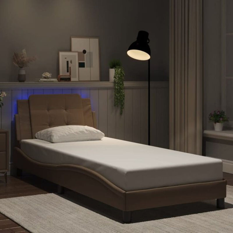 Modernes Polsterbett vidaxl aus Kunstleder und Metall in Braun, B/T: 90 x 190 cm - Bild 1