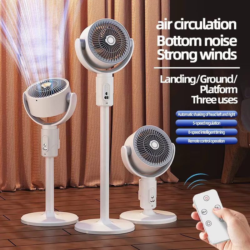 HOMEFISH Bodenventilator in Weiß mit Fernbedienung, leiser und leistungsstarker Standventilator mit 360-Grad-Zirkulation und höhenverstellbarer Funktion - Bild 3
