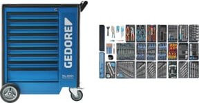 Gedore Werkzeugwagen 1500 ES-03 mit 325-teiligem Werkzeugsortiment in Blau und Schwarz, abschließbar und rollbar mit Arbeitsplatte - Bild 2