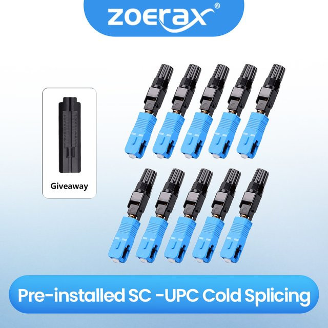ZoeRax 10 Stück SC UPC Glasfaser-Schnellverbinder für FTTH wiederverwendbare Fusion Fiber Optical Cold Adapter Connect Tools in Blau - Bild 1