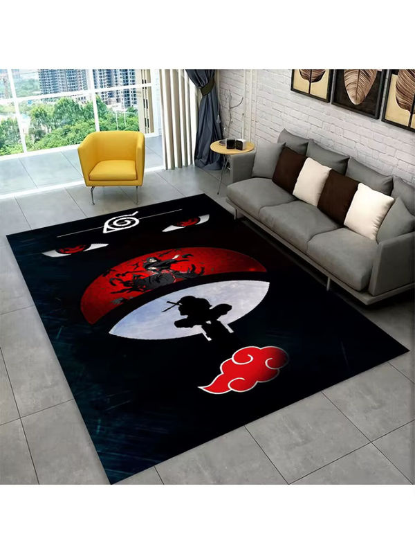MINISO Anime Naruto Itachi Teppich in Schwarz, rutschfeste Bodenmatte für Kinderzimmer, Schlafzimmer oder Wohnzimmer - Bild 2