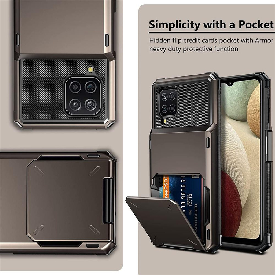 Samsung Galaxy Business Flip Hülle mit Kartenfächern und Rüstungsschutz in Schwarz für Android Modelle A12 A13 A22 A32 5G A7 A8 A9 - Bild 2