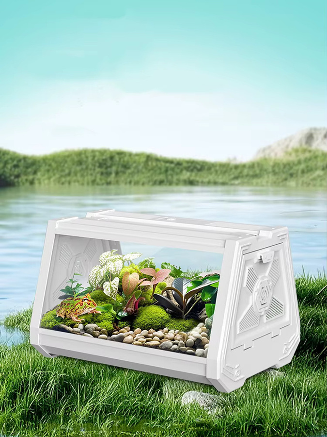 Miflame Reptilien-Terrarium Desktop als ökologische Zuchtbox für Geckos und Schlangenfrosch in Schwarz und Weiß - Bild 7
