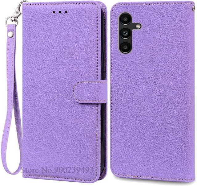 Leder-Brieftaschen-Klapphülle für Samsung Galaxy A04s in Purple - Bild 1