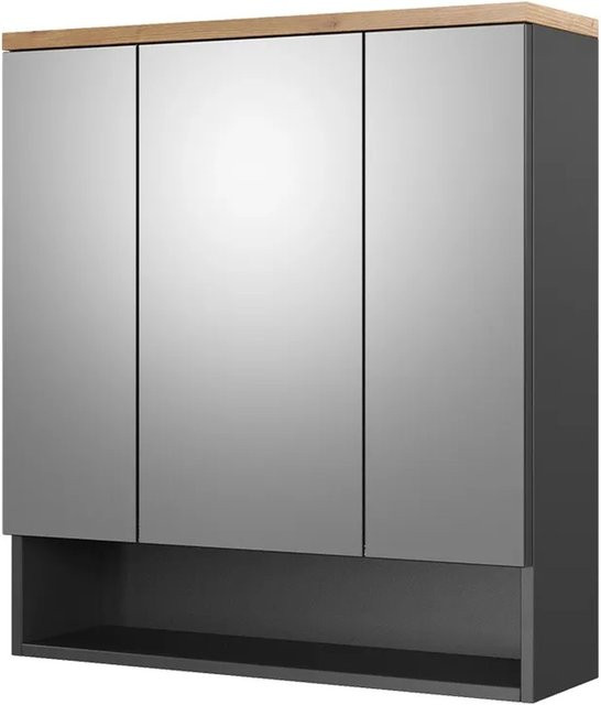 Vicco Spiegelschrank Eden Badezimmer Anthrazit mit 3 Türen B: 70 cm, H: 77,5 cm - Bild 2