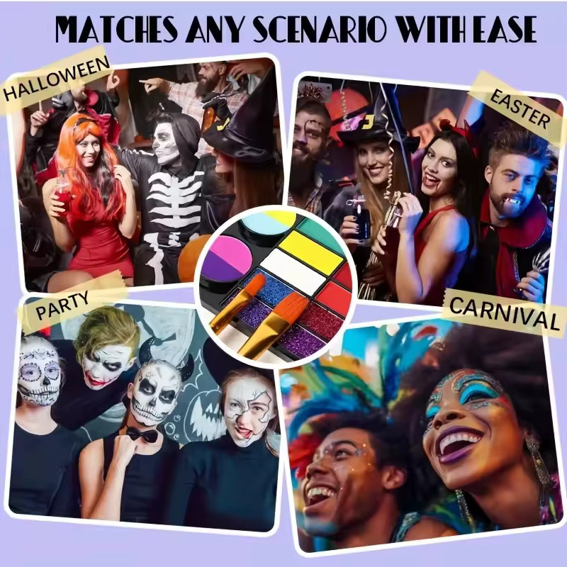 Gesichtsfarben-Set mit 44 Farben, Matt & Schimmernd, Glitzer-Make-up - Bild 5