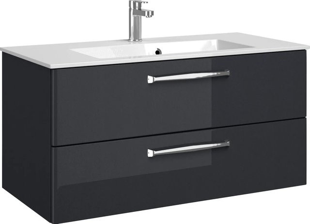 Pelipal Waschbeckenunterschrank Trentino in Anthrazit Hochglanz Breite: 105 cm - Bild 1