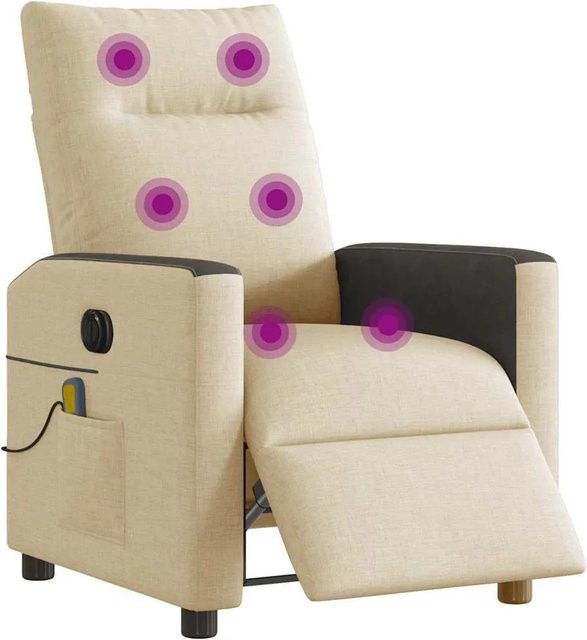 vidaXL Elektrischer Massagesessel in Creme mit Stoffbezug und Armlehnen - Bild 1