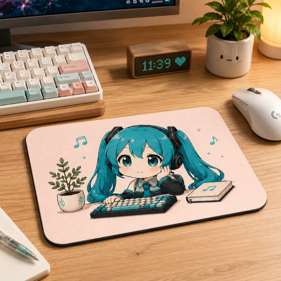 Hatsune Miku Mauspad von Bandai mit rutschfester Gummibasis und weicher Stoffoberfläche in Multicolour als Anime Schreibtischunterlage - Bild 2