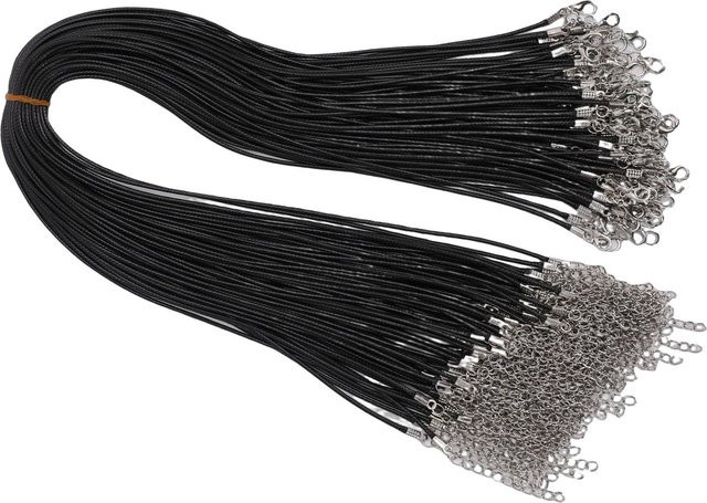 Wachs-Halskettenband, Schwarz, 1,5 mm, 50 cm, Unisex - Bild 1