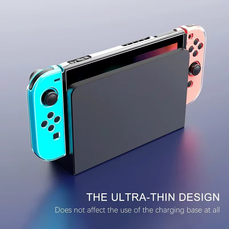 TECTINTER 3-in-1 transparente TPU-Schutzhülle für Nintendo Switch mit Joystick-Abdeckung und Rahmenschutz - Bild 3