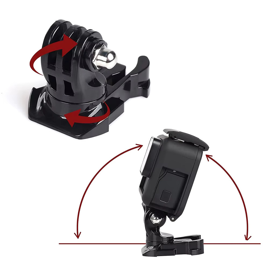 360-Grad-Drehbare Schnellverschluss-Halterung mit Vertikalschwenkfunktion für DJI und GoPro Hero Kameras, Schwarz - Bild 3
