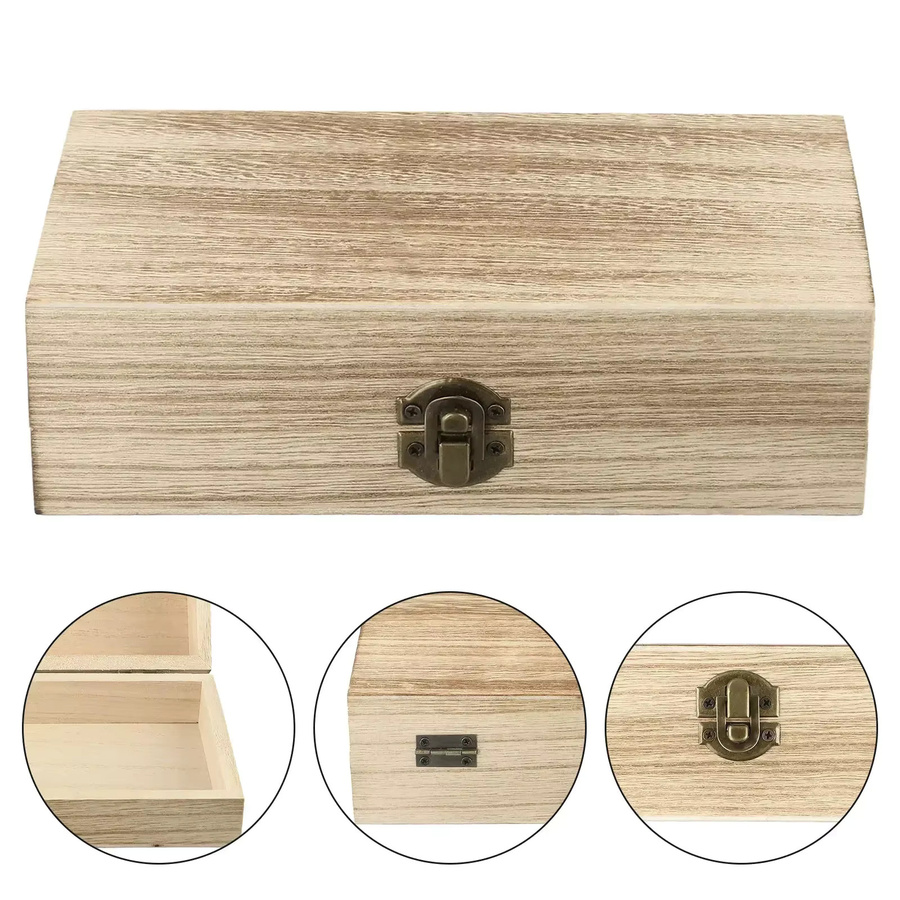 Retro Schmuckaufbewahrungsbox aus Holz in Braun und Weiß mit Schloss als Vintage Desktop-Organizer für Halsketten, Armbänder und Ringe, B/T/H: 10,0 x 6,0 x 0,0 cm - Bild 2
