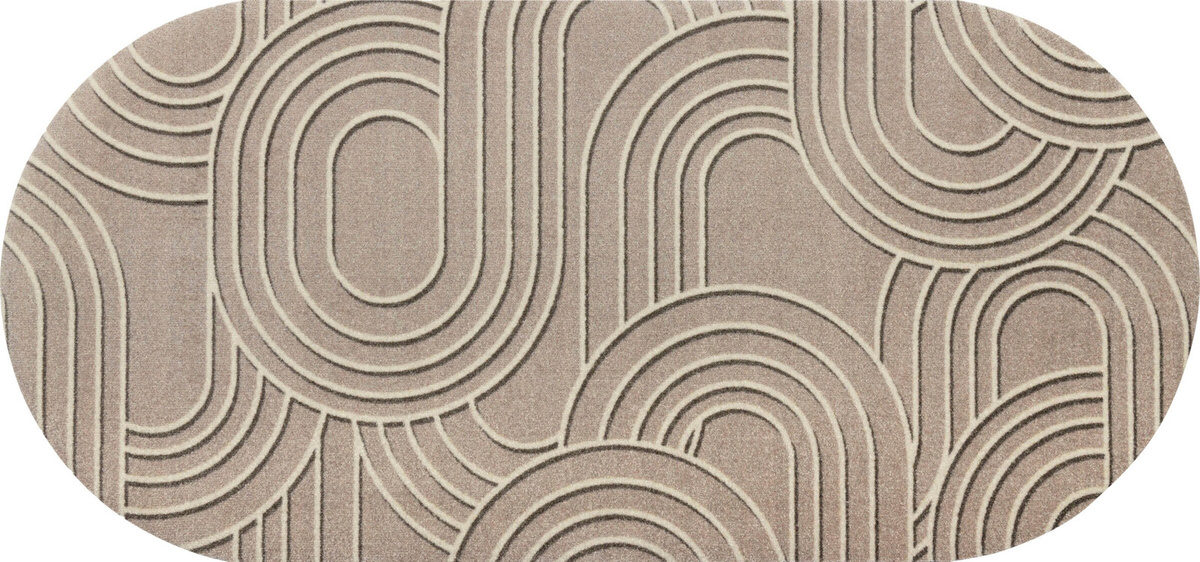 wash+dry by Kleen-Tex Fußmatte oval in Beige mit rutschhemmender Unterseite aus Gummi und Polyamid-Oberfläche - Bild 2