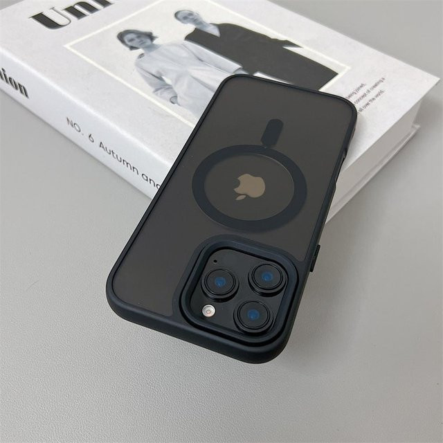Yiran magnetische MagSafe kabellose Ladehülle für iPhone 11 bis 16 Pro Max, stoßfeste matte Schutzhülle in Schwarz oder Transparent - Bild 1
