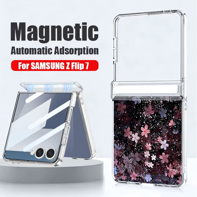 Magnetische Adsorptions-Handyhülle mit Blumenmuster für Samsung Galaxy Z Flip6 und Z Flip5 in Multicolour und Transparent - Bild 5