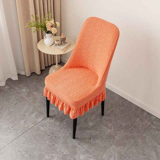 Jacquard Esszimmerstuhlbezüge von Yiran bag, dehnbare und rutschfeste Stuhlhusse für niedrige Rückenlehnen, einfarbig - Bild 1
