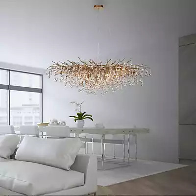 Paul Neuhaus Icicle Kronleuchter in Messing und Kristall, Farbe: Gold/Messing, Höhe: 150 cm - Bild 1
