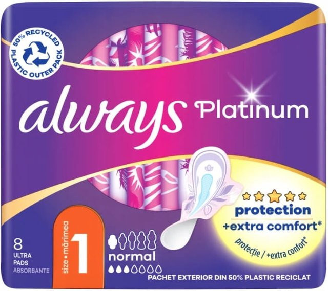 Always Platinum Hygiene-Binden mit Flügeln, Ultra Normal, 8 Stück - Bild 1