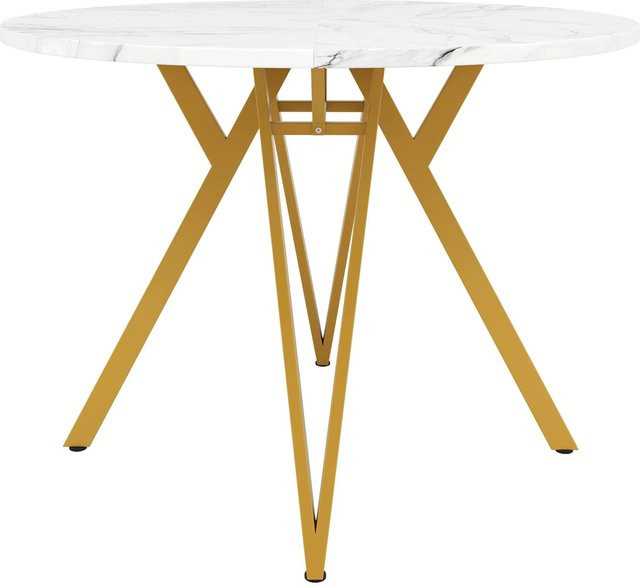 okwish Runder Esstisch in Goldfarben für 4 Personen, Durchmesser: 80 cm - Bild 1