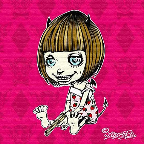 ArtDeli Pop Punk Kunstpaneel Malleinwand mit Charakter-Illustration in Rosa, B/H: 57 x 57 cm - Bild 5