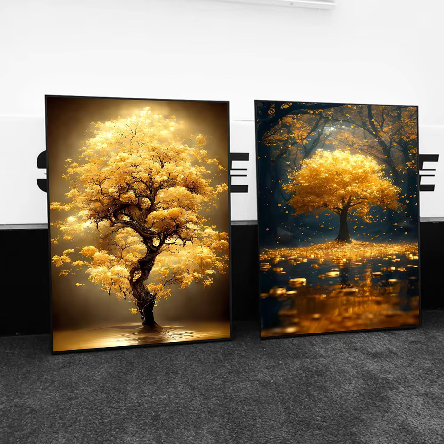 Kayou Wanddekoration Goldenes Geldbaum-Poster, selbstklebender wasserfester Papieraufkleber, Farbe: Gold, B/H: 15,0 x 10,0 cm - Bild 3