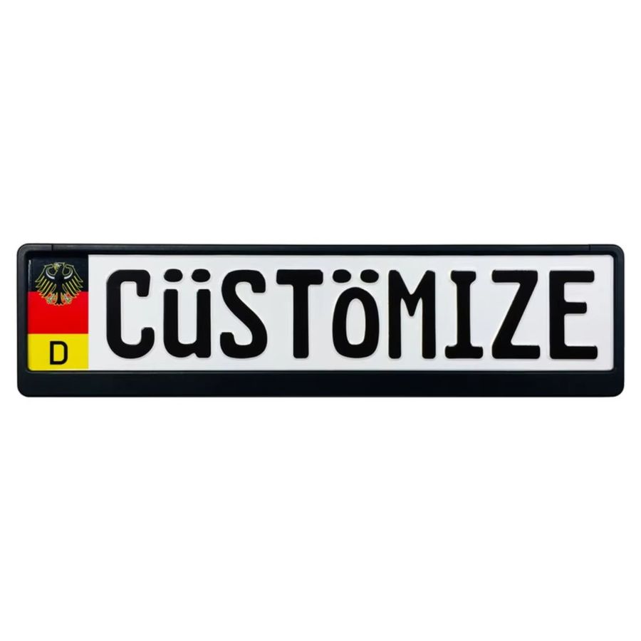 Hello Young Maßgeschneidertes deutsches Nummernschild mit Wappen aus Aluminium in Weiß - Bild 2