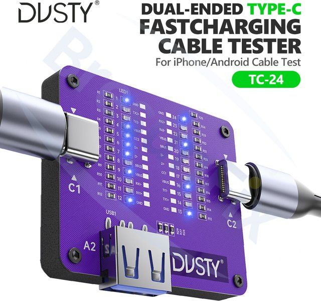 DUSTY TC-24 Typ-C-Kabeltester für Apple und Android mit USB-Schnittstellen in Purple - Bild 1