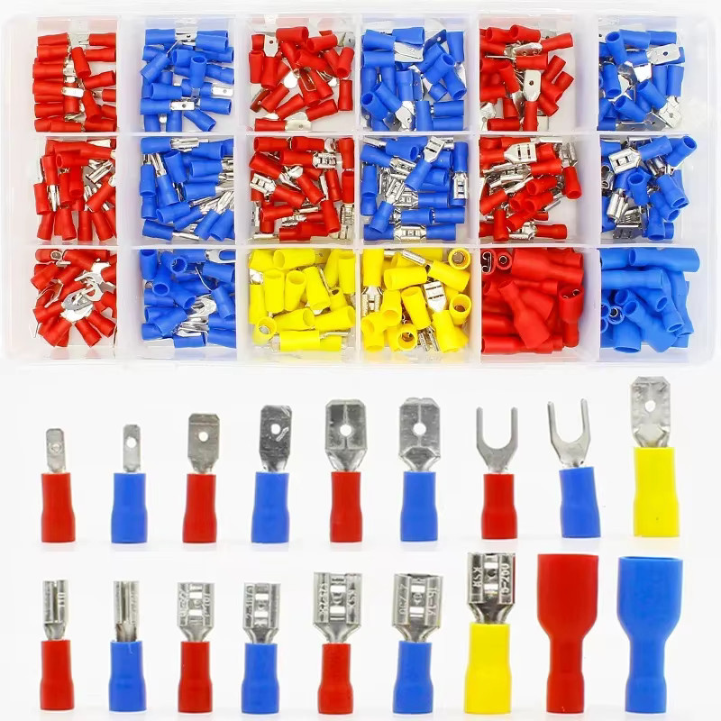 ELECAPITAL Crimp-Sortiment Set mit 360 Stück isolierten Steckverbindern in U-Typ und Spatenring-Anschlüssen, Multicolor - Bild 2