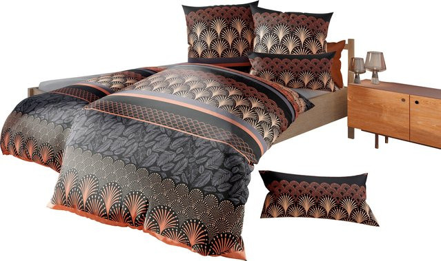 Wäschepur Bettwäsche aus 100% Baumwolle mit Graphic-Print in Anthrazit und Multicolour, B/T: 135 x 200 cm - Bild 1