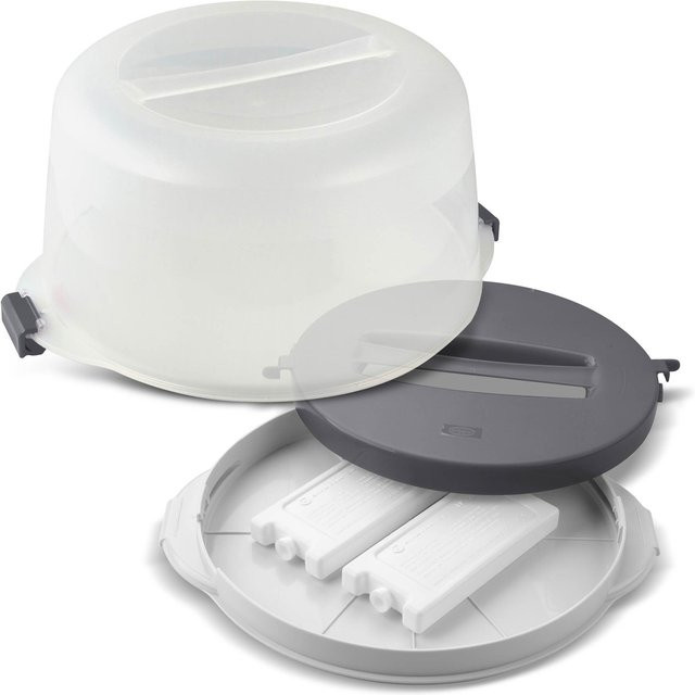 Dr. Oetker Transportbox inkl. Kühlakkus mit Fächern, transparent, Durchmesser: 38 cm - Bild 1